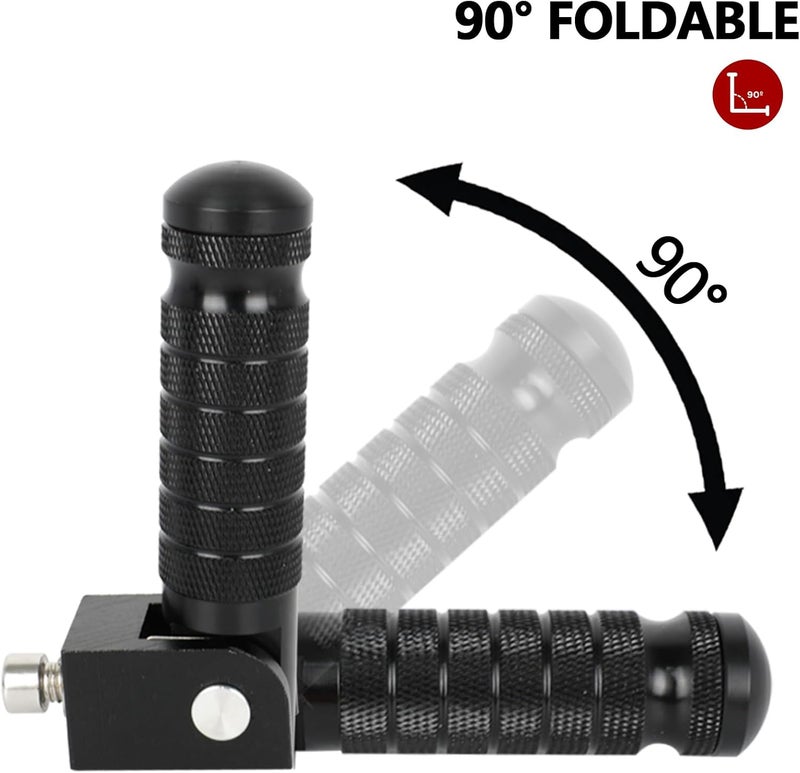 MOCODUO Motorcycle M8 Universal Foot Pegs CNC Foldable & Anti-Skid 90 Degree Motorbike Pegs Fits for Super 73, Motorcycle, Bicycle, Mini Bike, Electric Motor, ATVs, UTVs, Go Karts, Quads, Scooters Black - Image 5